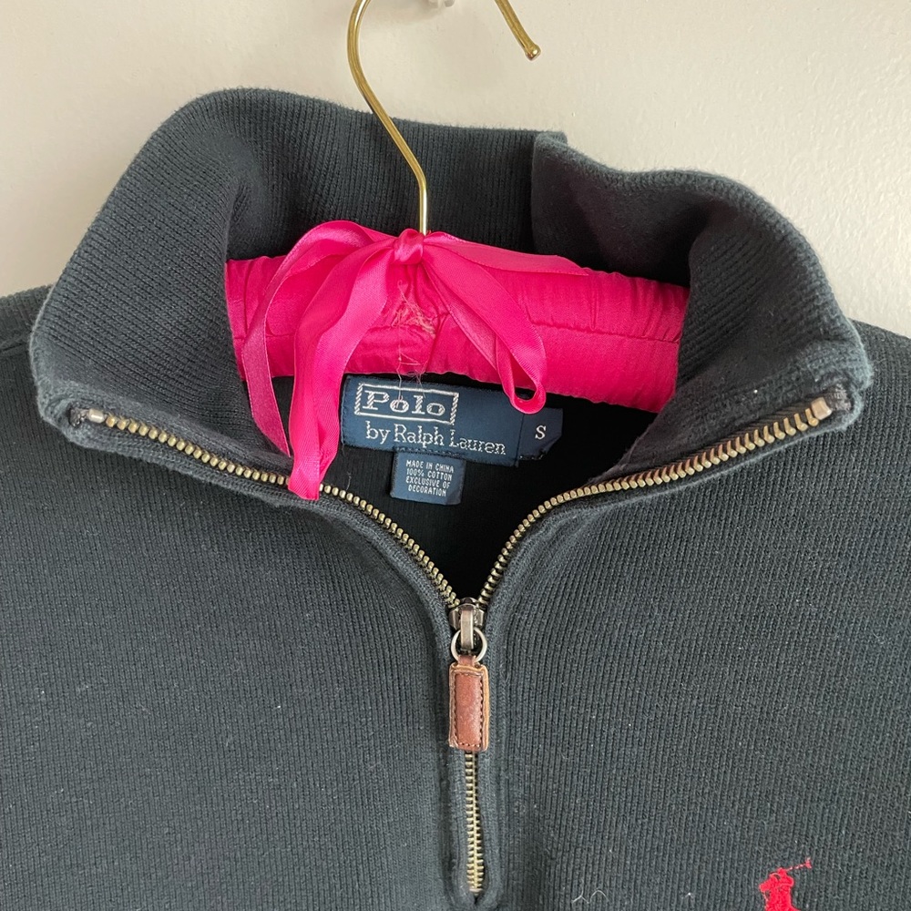 POLO Ralph Lauren pullover. Mens size S. 3/4 zip Black - Picture 5 of 7